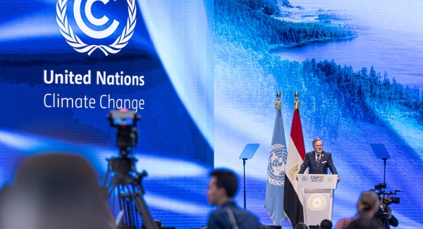 Předseda vlády Petr Fiala vystoupil s projevem na klimatické konferenci COP27 v Egyptě, 8. listopadu 2022.