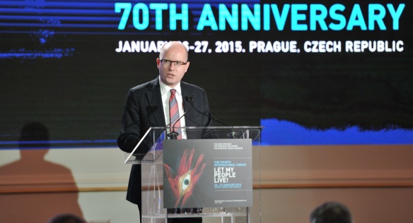 Předseda vlády Bohuslav Sobotka na zahájení 4. mezinárodního fóra Let My People Live! na Pražském hradě, 26. ledna 2015.