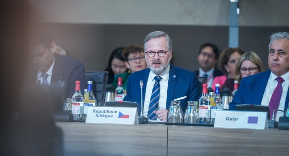 Premiér Petr Fiala v projevu na konferenci k odolnosti Ukrajiny v Paříži zdůraznil nutnost Ukrajinu nadále všemi směry podporovat, 13. prosince 2022.