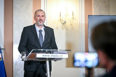 Ministr pro legislativu a předseda LRV Michal Šalomoun na TK po jednání vlády, 6. 3. 2024