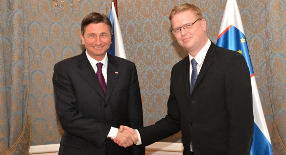 Místopředseda vlády pro vědu, výzkum a inovace Pavel Bělobrádek se v Praze setkal s prezidentem Slovinské republiky Borutem Pahorem, 19. února 2016.