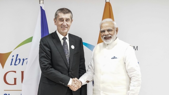 Andrej Babiš s indickým premiérem Nárendrou Módim, 18. ledna 2019.