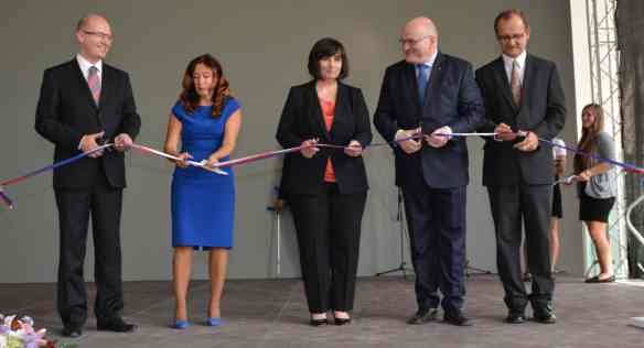 Předseda vlády Bohuslav Sobotka se v sobotu 6. září 2014 zúčastnil slavnostního otevření Květné zahrady v Kroměříži.