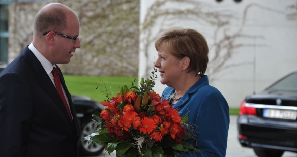 Meeting between Prime Minister Bohuslav Sobotka and his German counterpart, Angela Merkel, 4 May 2015. 