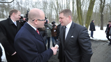 Setkání předsedů vlád ČR, SR a Rakouska ve Slavkově, 29. ledna 2015.