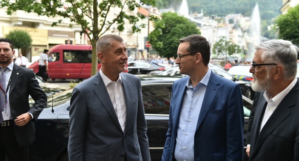 Prime Minister Babiš and Polish Prime Minister Morawiecki in Karlovy Vary during the International Film Festival, 6 July 2018.