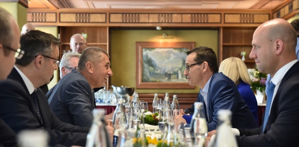 Prime Minister Babiš and Polish Prime Minister Morawiecki in Karlovy Vary during the International Film Festival, 6 July 2018.