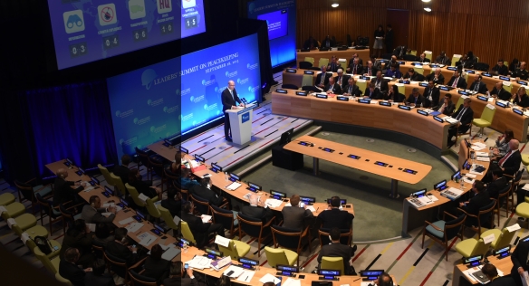 Prime Minister Bohuslav Sobotka spoke at the UN summit on peacekeeping missions during his official trip to the United States, on 28 September 2015.