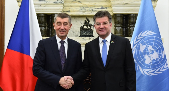 Premier Babiš met with the President of the UN General Assembly Lajčák at the Kramář Villa, 26 March 2018.