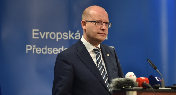Tisková konference předsedy vlády Bohuslava Sobotky po druhém pracovním jednání Evropské rady, 23. června 2017.