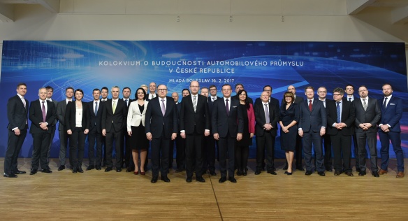 Předseda vlády Bohuslav Sobotka se zúčastnil Kolokvia o budoucnosti automobilového průmyslu ČR, 16. února 2017.