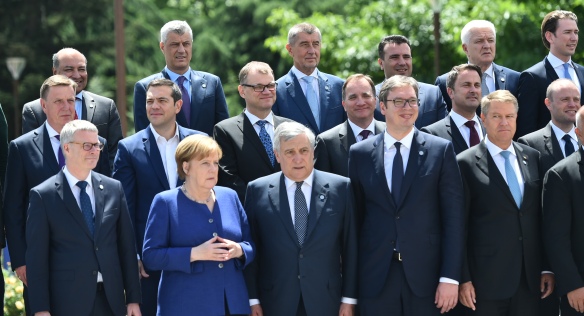 A joint photo of the EU-West Balkans Summit participants, 17 May 2018. 