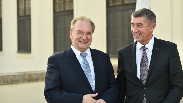 Andrej Babiš met in the Hrzánský Palace with Minister-President of Saxony-Anhalt, Reiner Haseloff, 8 October 2018.