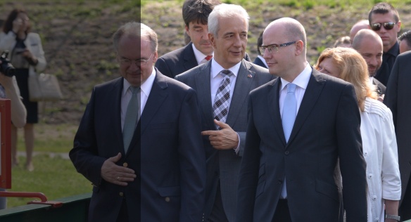 Předseda vlády Bohuslav Sobotka se setkal s ministerským předsedou Saska Stanislawem Tillichem, 12. června 2015.