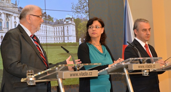 Tisková konference po jednání tripartity 4. září 2014.