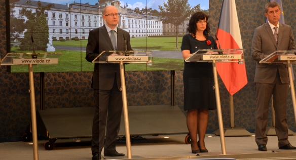Tisková konference po jednání vlády 15. září 2014.