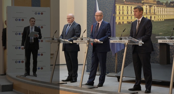 Tisková konference po jednání vlády 25. května 2015.