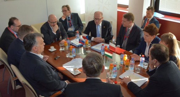 V Bruselu jednali představitelé zemí Visegrádské skupiny, 19. února 2016. 