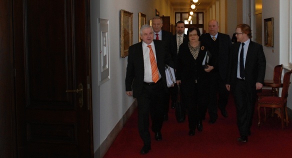 Kabinet Jiřího Rusnoka na svém jednání 22. ledna 2014.