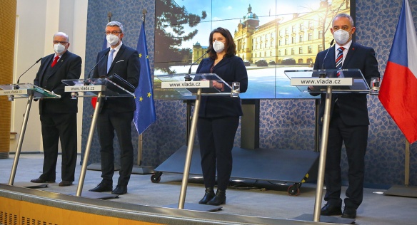 Tisková konference po jednání tripartity, 22. února 2021.