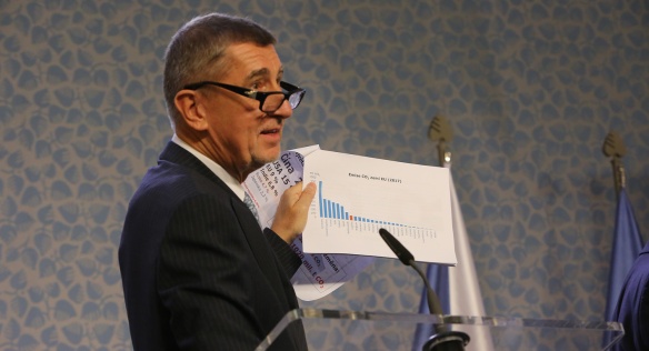Na tiskové konferenci představil premiér Babiš s vicepremiérem Havlíčkem a ministrem Brabcem plány na boj se změnou klimatu, 29. listopadu 2019.