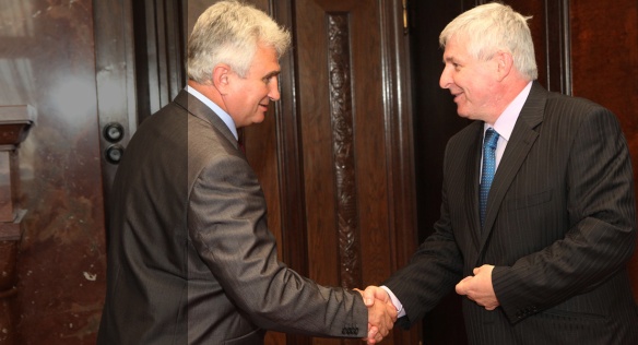 Tisková konference po setkání předsedy Senátu Milana Štěcha s premiérem Jiřím Rusnokem, 12. srpna 2013