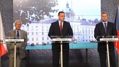 Tisková konference po jednání vlády: Heger, Nečas, Bendl