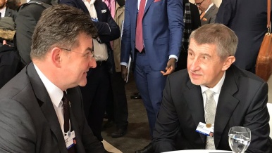 Premiér Andrej Babiš jednal v Davosu s předsedou 72. Valného shromáždění OSN panem Miroslavem Lajčákem, 25. ledna 2018.