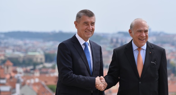  Andrej Babiš and OECD Secretary-General Ángel Gurría at Hrzán Palace, 16 July 2018.