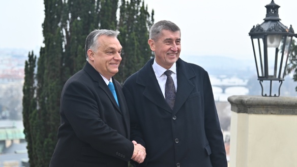 Andrej Babiš with Hungary's Prime Minister Orban on the terrace of Kramář's Villa, 30 November 2018.