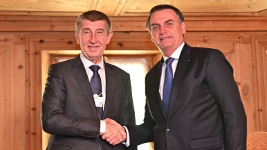 Premiér Babiš s brazilským prezidentem Bolsonarem, 24. ledna 2019.