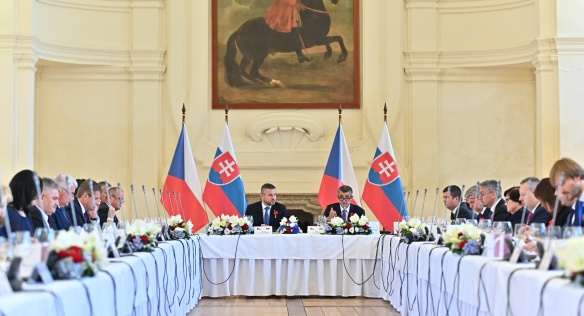 Společný pracovní oběd členů české a slovenské vlády zahájil český premiér Andrej Babiš, 11. listopadu 2019.