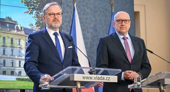 Tisková konference po jednání s ministrem pro evropské záležitosti Mikulášem Bekem, 28. února 2023.