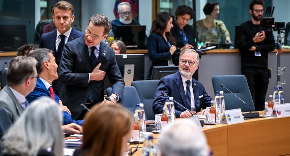 Premiér Petr Fiala se účastnil jednání Evropské rady v Bruselu, 23. října 2025.