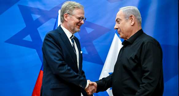 Czech Prime Minister Petr Fiala with Israeli Prime Minister Benjamin Netanyahu, 25 October 2023.