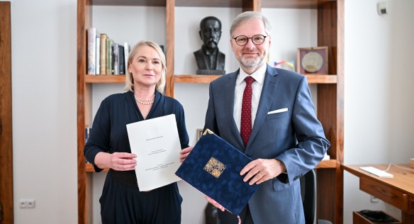Premiér Petr Fiala podepsal česko-americkou smlouvu o obraně, 16. srpna 2023.