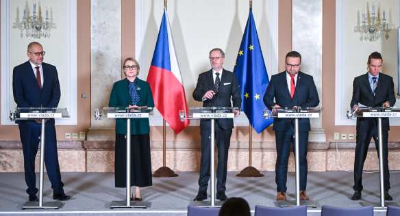 Tisková konference po jednání vlády, 20. prosince 2023.