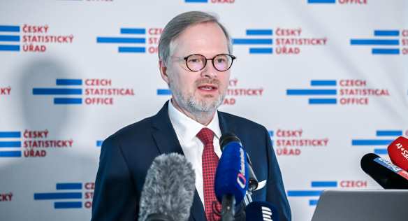 Předseda vlády Petr Fiala na tiskové konferenci, 25. září 2023.