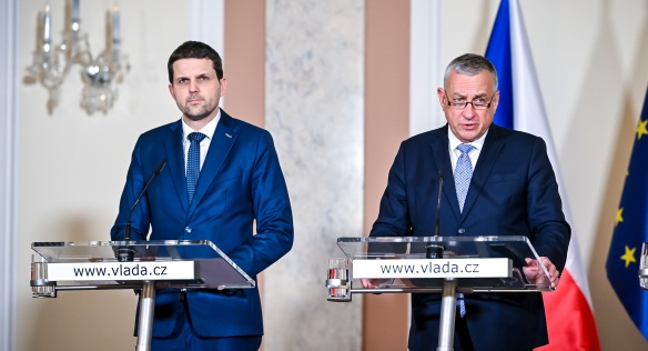 Ministři životního prostředí Petr Hladík a průmyslu a obchodu Jozef Síkela shrnuli na tiskové konferenci výsledky jednání vlády, 28. února 2024.