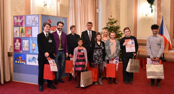 Premiér s výherci vánoční výtvarné soutěže, 20. prosince 2018.