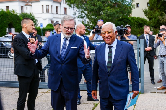 Premiér Petr Fiala jednal v brněnské Arnoldově vile s předsedou Evropské rady Antóniem Costou, 5. září 2025.