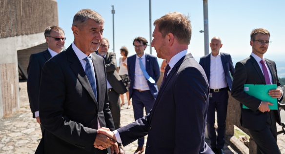 Premiér Andrej Babiš se saským předsedou vlády Michaelem Kretschmerem, 21. srpna 2020.
