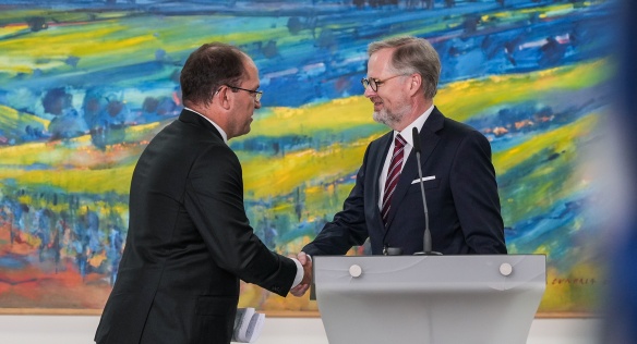 Premiér Petr Fiala uvedl do úřadu nového ministra zemědělství Marka Výborného, 29. června 2023.