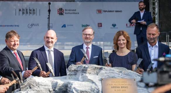 Premiér Petr Fiala zahájil v jihomoravské metropoli stavbu Arény Brno, 18. září 2023.