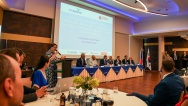 Premiér Petr Fiala při projevu na konferenci k dostavbě jaderné elektrárny v Dukovanech, 2. září 2024.