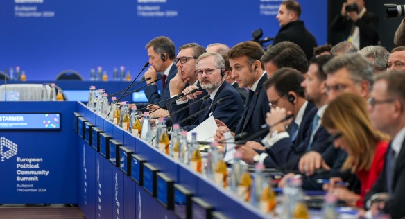 Český premiér Petr Fiala se v Budapešti zúčastnil summitu Evropského politického společenství, 7. listopadu 2024.
