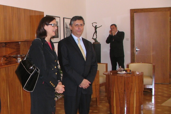Cecilie Malmström, ministryně pro evropské záležitosti Švédského království a premiér Jan Fischer, 8.10.2009