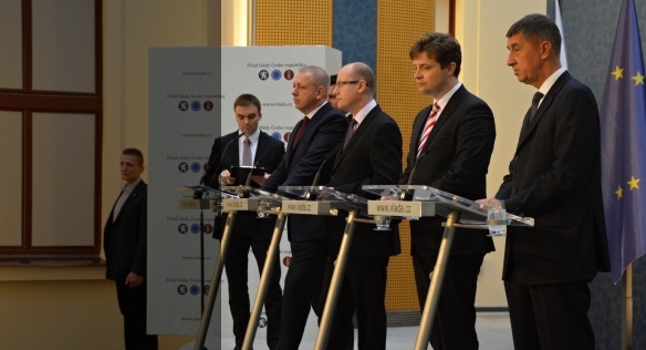 Tisková konference po jednání týmu Kobra dne 5. března 2015.