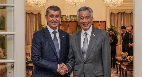 Premiéři Andrej Babiš a Lee Hsien Loong v prezidentském paláci, 14. ledna 2019.