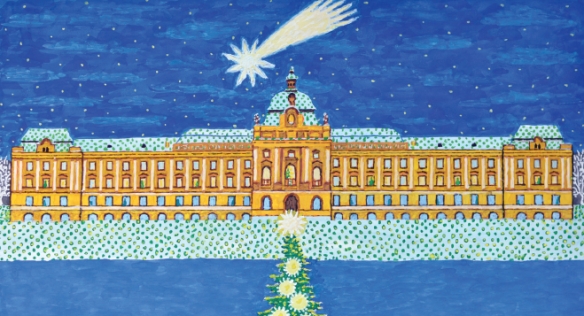 Autorem obrázku je Petr Šrámek, handicapovaný malíř malující nohou, žijící v Domově a Centru aktivity v Hodkovicích nad Mohelkou.